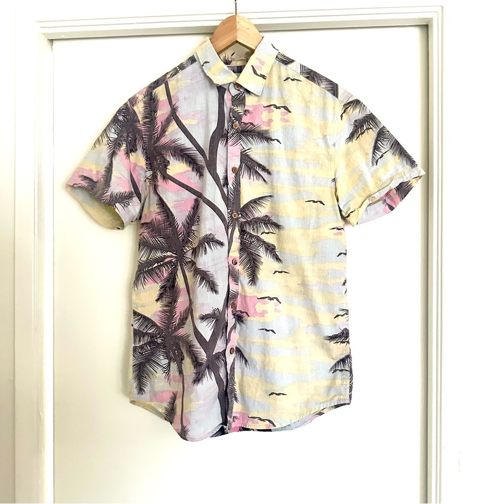 Denim & Flowers Hawaiian Button Up Shirt – Men’s Casual Summer Top